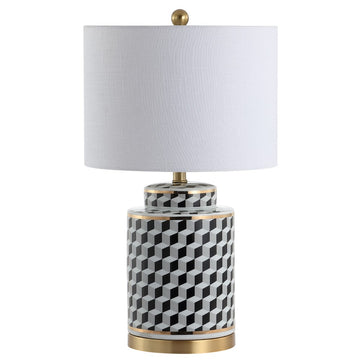 Ellie 24.5" Tumbling Block Ceramic/Metal LED Table Lamp - JONATHAN Y